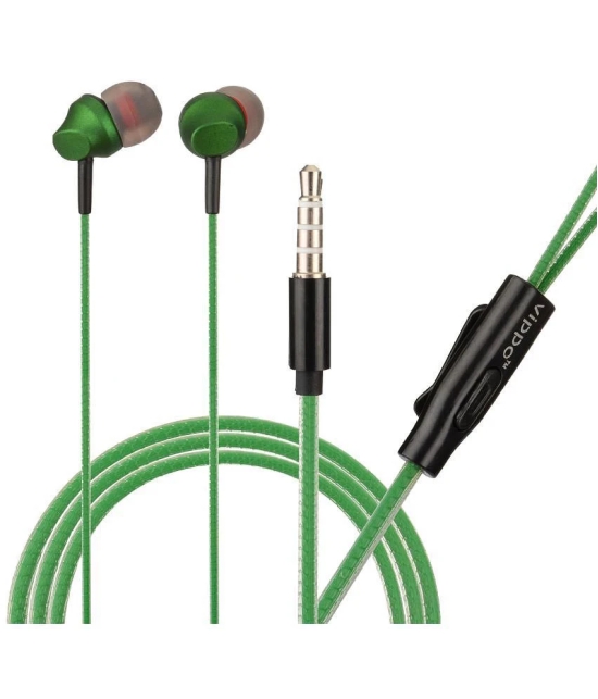 Vippo Classic VHB-341 MUSIC STEREO 3.5 mm Wired Earphone In Ear Comfortable In Ear Fit Green