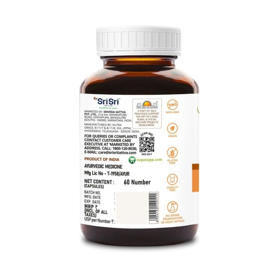 Sri Sri Tattva SupaSupp Quick Action Bioperine Oil Curcuwin | Anti-Inflammatory, Anti-Oxidant, Overall Repair And Immunity | Health Supplement | 60 Veg Cap, 500 mg