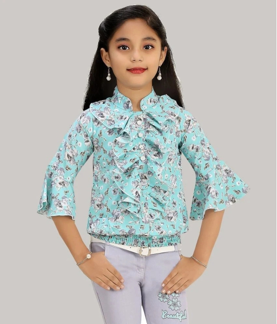 Arshia Fashions - Blue Denim Girls Top With Capris ( Pack of 1 ) - None