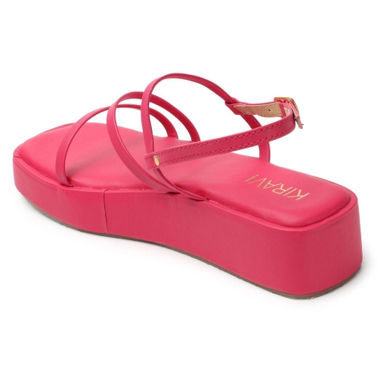 Kiravi Multi Strap Pink Wedges-5