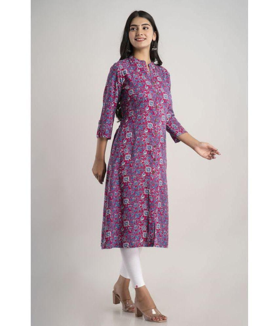 MAUKA - Pink Rayon Womens Front Slit Kurti ( Pack of 1 ) - None