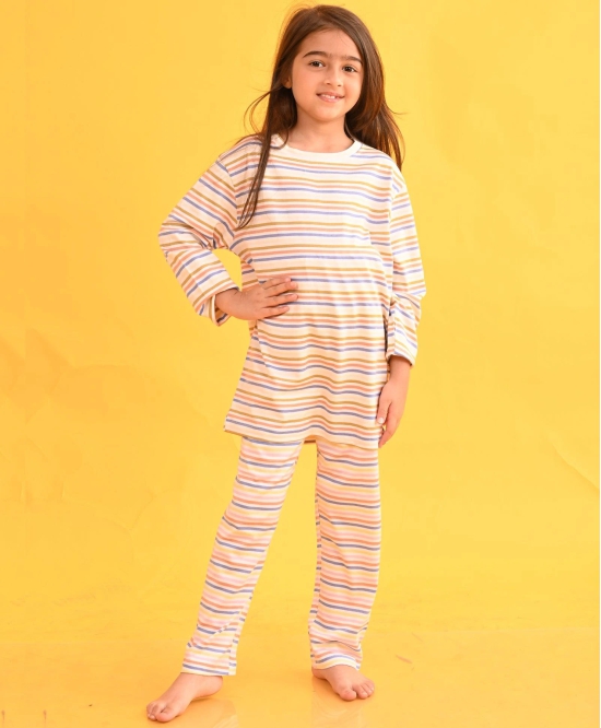 BEIGE PINSTRIPED LONG SLEEVES PYJAMA SET-4-5 YEARS / 2N / BEIGE