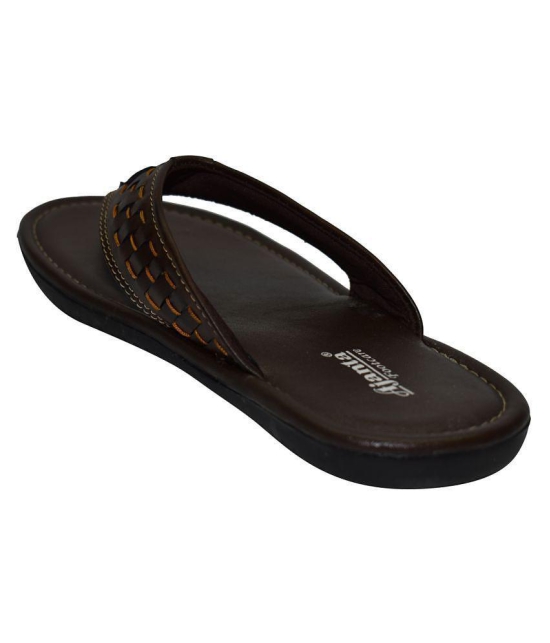 Ajanta Brown Flip Flops - None