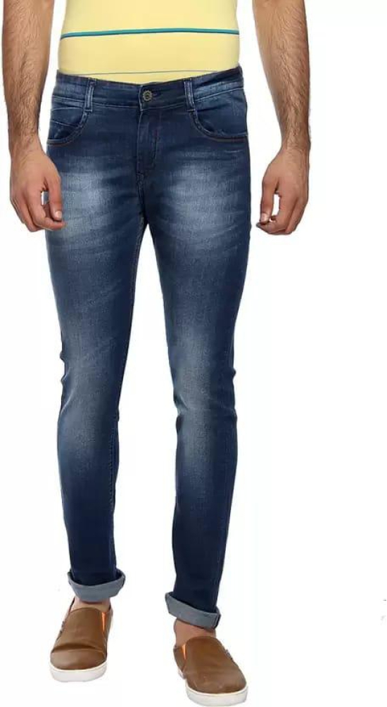 Men Slim Mid Rise Blue Jeans