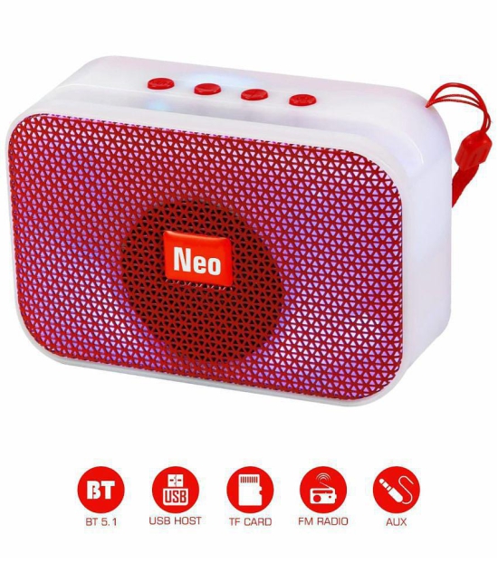 Neo M412 5 W Bluetooth Speaker Bluetooth v5.0 with USB Playback Time 4 hrs Red - Red