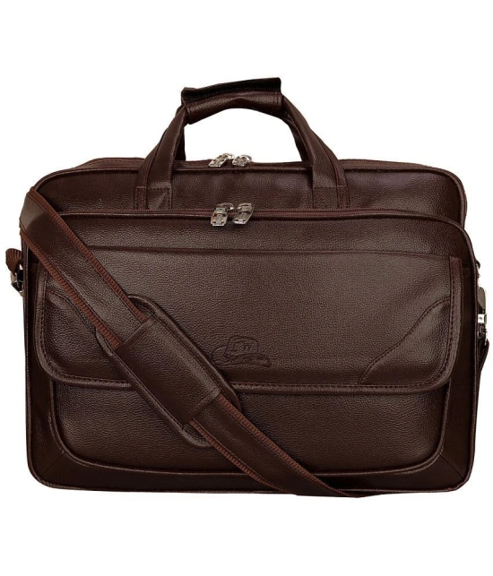 Leather World Classic 22Ltrs Brown P.U. Office Bag - Brown