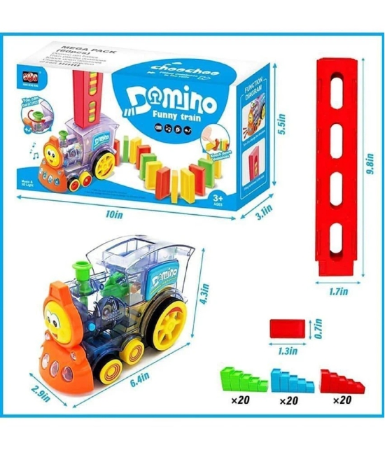 60 Pcs Domino Train Toy Set, Domino Rally Train Model with Lights and Sounds Construction and Stacking Toys