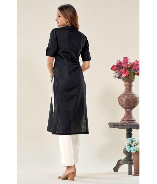 Glomee - Black Cotton Women's Straight Kurti ( Pack of 1 ) - None