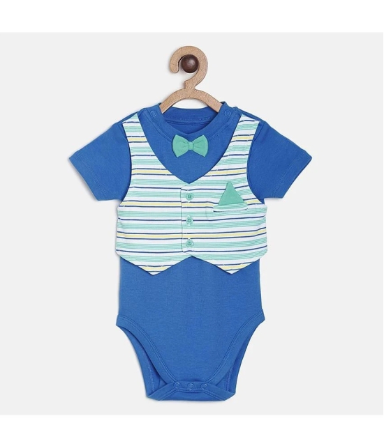 MINI KLUB - Blue Cotton Bodysuit For Baby Boy ( Pack Of 2 ) - None