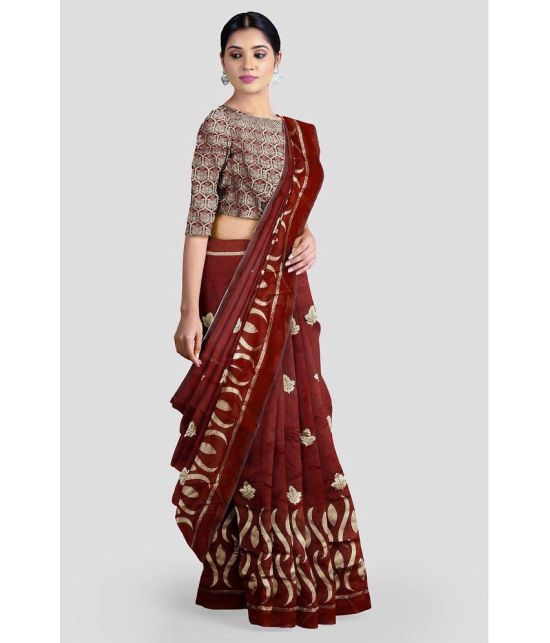 OFLINE SELCTION - Red Banarasi Silk Saree With Blouse Piece ( Pack of 1 ) - Red