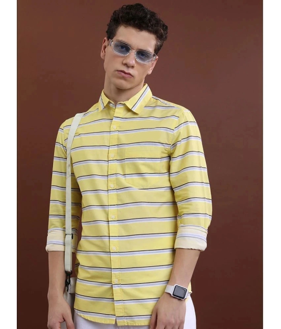 Ketch 100% Cotton Regular Fit Striped Full Sleeves Mens Casual Shirt - Yellow ( Pack of 1 ) - None