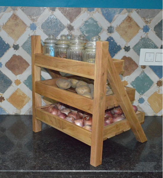 Orchid Homez Solid Wood Vegetable and Fruit Stand | Multipurpose Kitchen Organizer | Onion Baskets for Storage. Sturdy Vegetable Rack for Kitchen. Perfect Vegetable and Fruit Basket for Kitchen Storage. Durable Vegetable and Fruit Storage Unit (3 Layer).