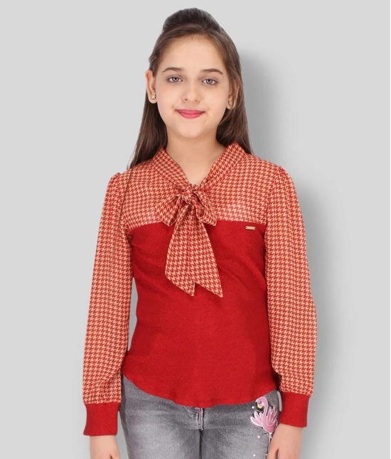 Cutecumber - Red Georgette Girls Top ( Pack of 1 ) - None