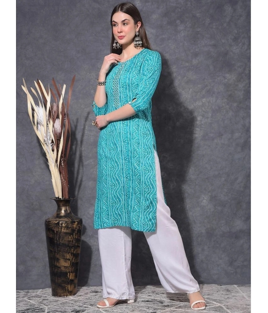 Mamoose Rayon Self Design Straight Womens Kurti - Blue ( Pack of 1 ) - None