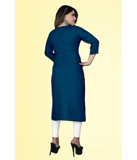 haya fashion - Blue Rayon Womens Straight Kurti ( Pack of 1 ) - None