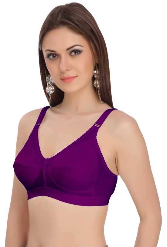 Eves Beauty Women Full Coverage Non Padded Bra-42D / Wine / Cotton Blend