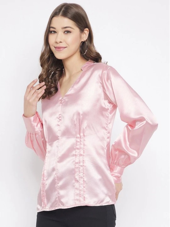 Women Pink Solid Satin Top