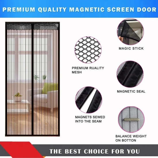 Mesh Magnetic Mosquito Screen Door Net Curtain with Magnets Reinforced Polyester