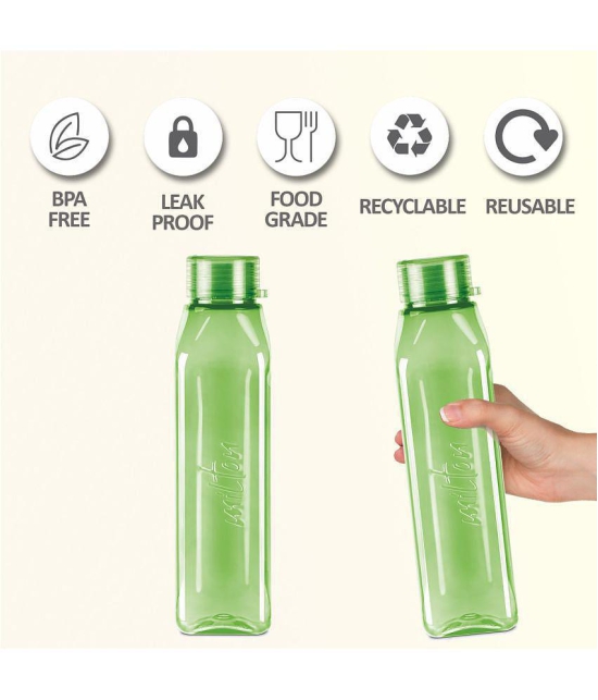 Milton Prime 1000 Pet Water Bottle, Set of 2, 1 Litre Each, Green - Green