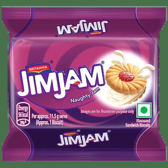 Britannia Jim Jam Cream Biscuit - Crunchy, Ready To Eat, 138 G