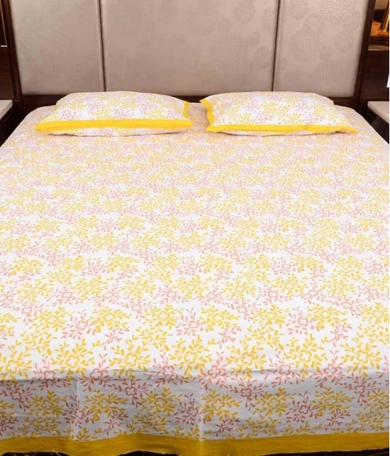 UniqChoice 100% Cotton Exclusive Jaipuri Print Double Bed Sheet With 2 Pillow Cover