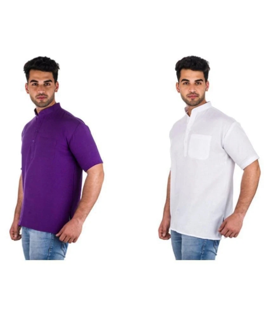 DESHBANDHU KHADI Multi Khadi Kurta Pack of 2 - None