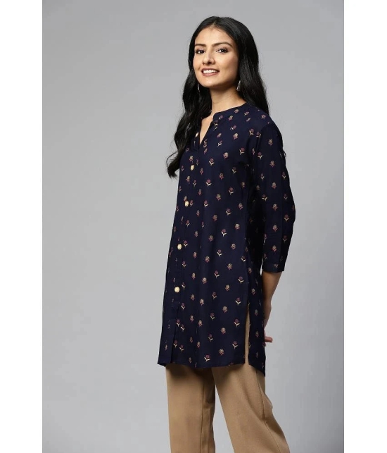 JC4U - Navy Blue Rayon Womens Straight Kurti ( Pack of 1 ) - None