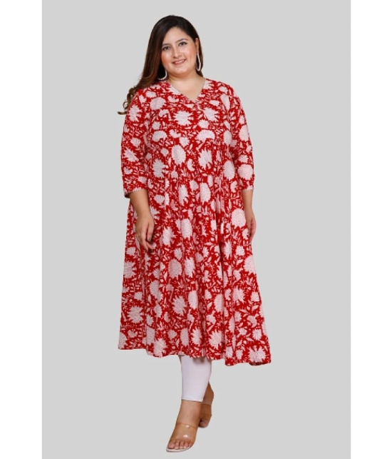 miravan - Red Cotton Womens Anarkali Kurti ( Pack of 1 ) - None