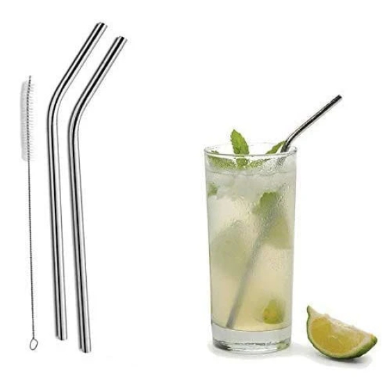 URBAN CREW SET OF 4 STAINLESS STEEL STRAWS & BRUSH (2 STRAIGHT STRAWS, 2 BENT STRAWS, 1 BRUSH)