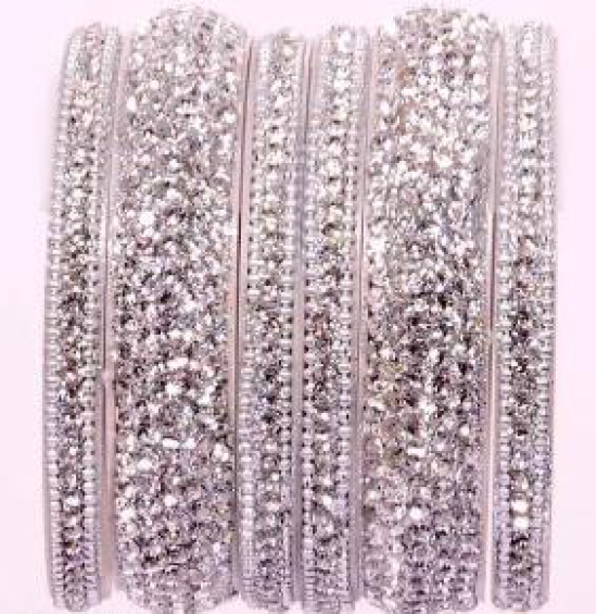 SHANVI BANGLES New Collection Kangan Set With Zircon Gemstone and Glitter Studded Work For Women and Girls ( PACK OF 6 BANGLES )-2.8 / Zircon Gemstone
