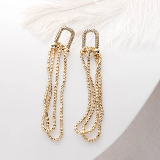 Paris Diamond 18K Gold Plated Earrings-Gold