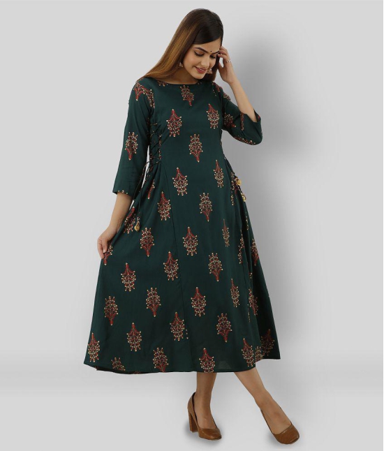 Lee Moda - Green Rayon Women's Flared Kurti ( Pack of 1 ) - L