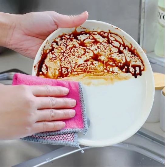 Non Scratch Dish Wash Cloth - Multipurpose Dual Side Wire & Microfiber Dishwashing Rags for Wet and Dry, Easy Rinsing, Reusable Cleaning Cloth for Kitchen, Sinks, Pot & Pans, Multicolor (Pack of 6)