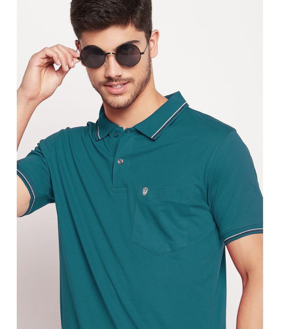 UNIBERRY - Teal Blue Cotton Blend Regular Fit Mens Polo T Shirt ( Pack of 2 ) - None