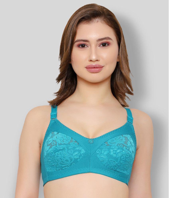 KYODO - Turquoise Cotton Blend Non - Padded Women's Everyday Bra ( Pack of 1 ) - 40B