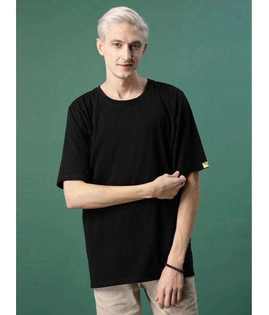 Rigo Cotton Oversized Fit Printed Half Sleeves Mens T-Shirt - Black ( Pack of 1 ) - None