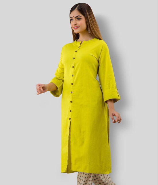 Doriya - Yellow Cotton Blend Women''s Front Slit Kurti - 3XL