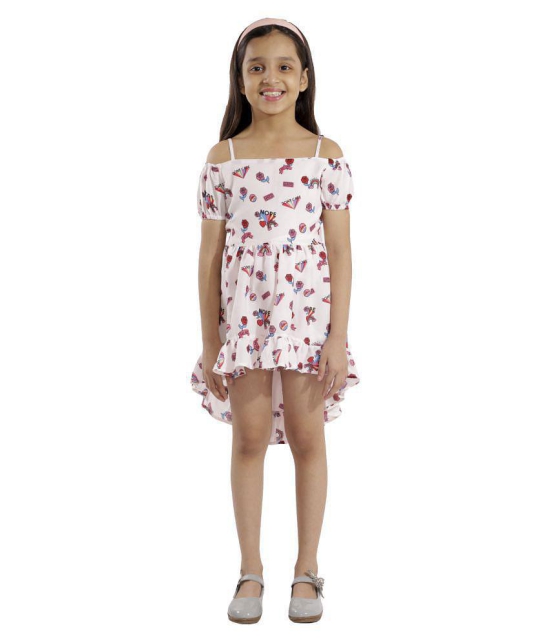 Kids Cave dress for girls fit and flare fabric- printed summercool (Color_off white, Size_3 Years to 12 Years) - None