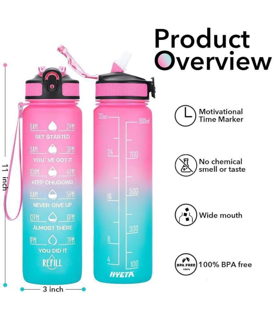 Water Bottle with Times to Drink and Straw, Motivational Time Marker Water Bottles with Strap (Multi Colour)