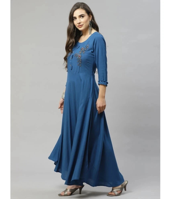 HIGHLIGHT FASHION EXPORT Rayon Blue A- line Dress - Single - M