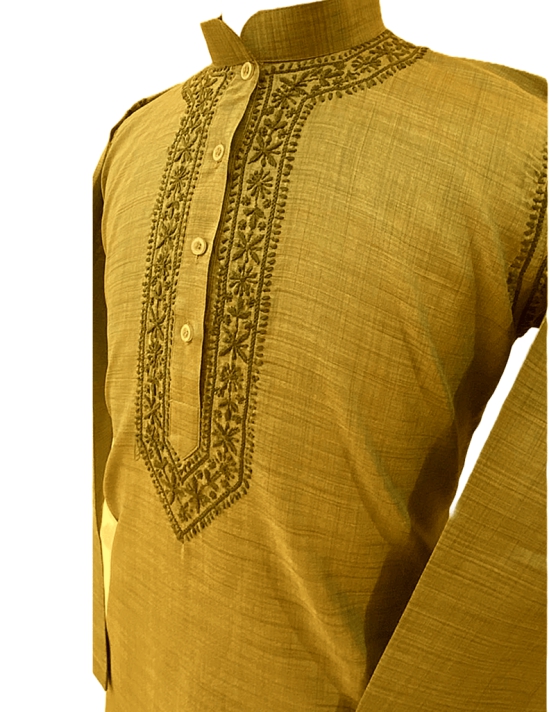 Mustard Yellow Men's Chikankari Kurta