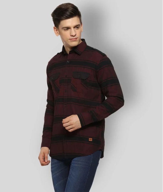 Campus Sutra Cotton Regular Fit Striped Full Sleeves Mens Casual Shirt - Maroon ( Pack of 1 ) - None