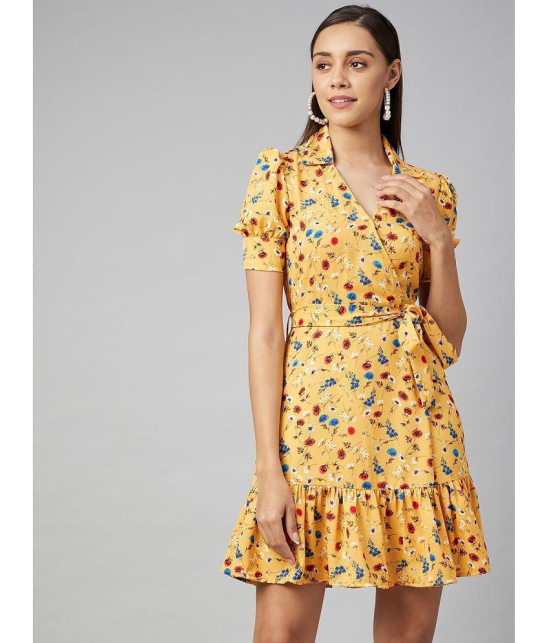 StyleStone Crepe Yellow Fit And Flare Dress - - L