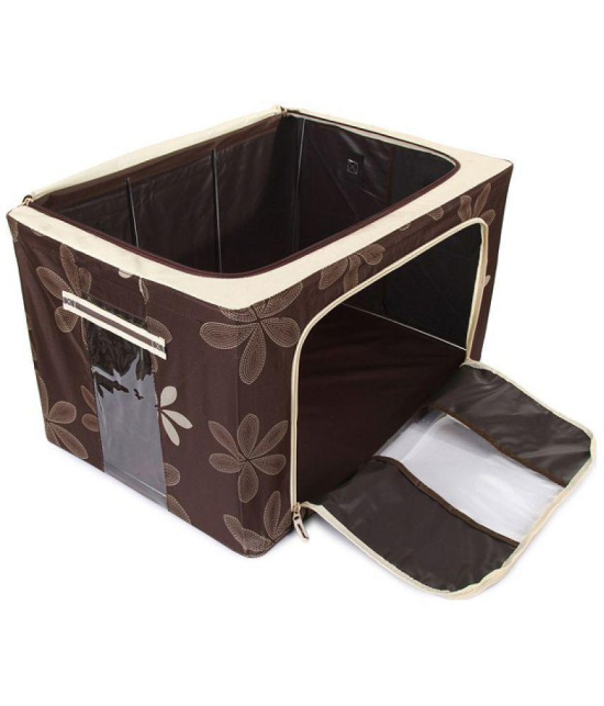 UberLyfe Foldable Cloth Storage Box with Steel Frames (Brown, 66L)