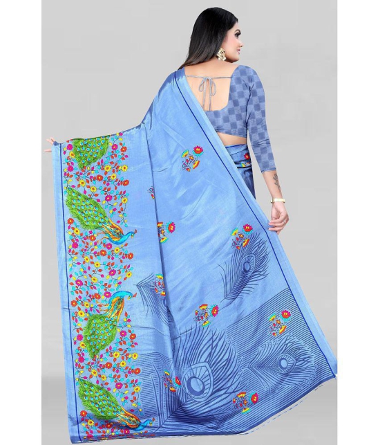 LEELAVATI - Blue Crepe Saree With Blouse Piece ( Pack of 1 ) - Blue