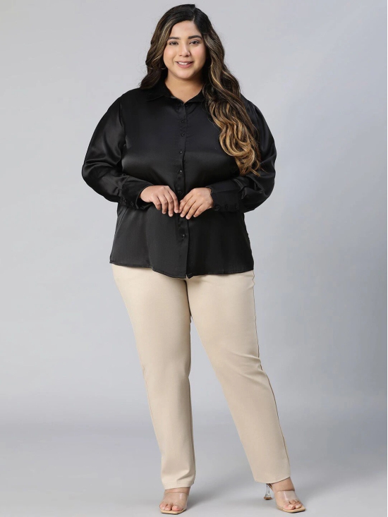 Oxolloxo Plus Size Relaxed Spread Collar Casual Shirt