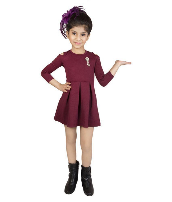 Addyvero Girls Cut Shoulder Maroon Party Dress - 4-5 Years