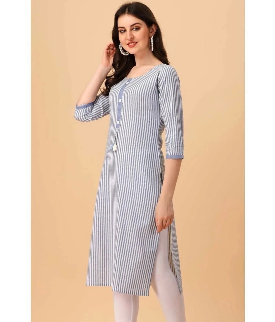 Glomee - Blue Cotton Womens Straight Kurti ( Pack of 1 ) - None