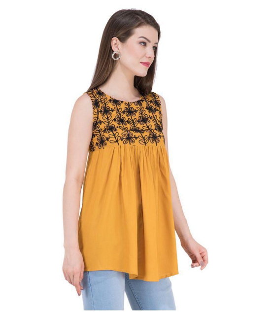 SAAKAA Rayon Regular Tops - Yellow - 2XL