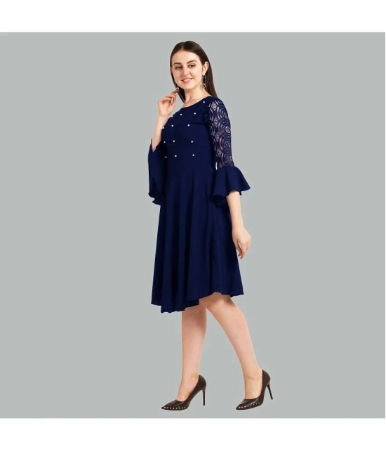 Sheetal associates - Blue Crepe Womens Fit & Flare Dress ( Pack of 1 ) - None